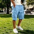 thumbnail image 2 of Men's Plain Cargo Shorts, Elastic Waist Multi-Pocket Pants, Summer Casual Straight Leg Bottoms, 2 of 7