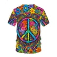 thumbnail image 2 of Color peace logo flower pattern tie-dye T-shirt, men's summer casual short-sleeved printed T-shirt, hipster hippie style fashion top, plus size, 2 of 4