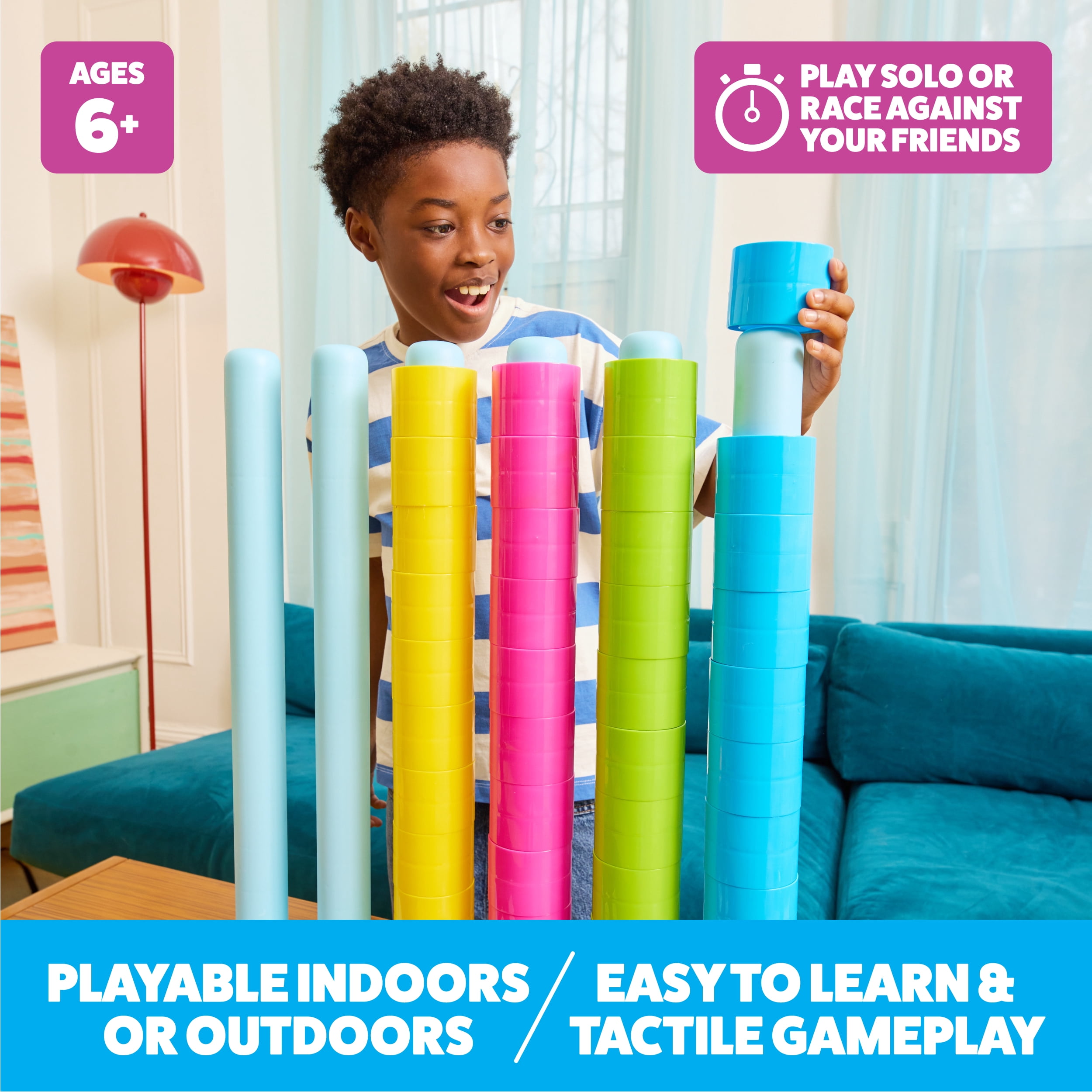 Giant Color Stack Challenge by Relatable,  Strategy Stacking Jumbo Outdoor Game for Kids and Adults