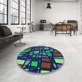 thumbnail image 3 of Ahgly Company Indoor Round Patterned Night Blue Area Rugs, 3' Round, 3 of 6