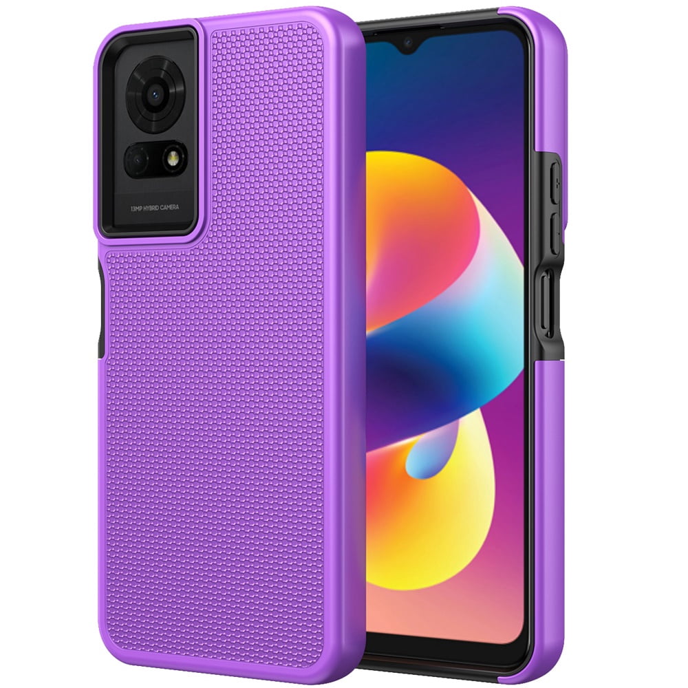 Xpression Phone Case For AT&T Motivate Pro 5G Dual Layer Heavy-Duty Hybrid Rugged Case Rugged Texturized TPU & PC Shockproof Silicone Military Grade Cover, Purple