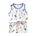 thumbnail image 2 of Amidoa Toddler Boys Girls 2 Piece Outfits Summer Clothes Cute Graphic Tank Top and Casual Shorts Kids Clothing Sets Blue Size 3T, 2 of 6