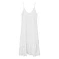 thumbnail image 6 of ClodeEU Women's Linen Round Neck Sleeveless Maxi Dress ,Spaghetti Strap Backless Casual Loose Long Dress White,Womens Plus M, 6 of 6