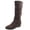 Coffee Boots, variant on Round Toe Double Buckle Wedge Mid Calf Boots Women Suede Fashion Boots for Daily Wear Black 40