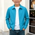 thumbnail image 2 of Teen Boys Girls Waterproof Rain Jacket No Hood Lightweight Softshell Jacket Kids Windproof School Exercise Coat with Pockets for Camping Cycling Hiking Sky Blue 16-17Years, 2 of 9
