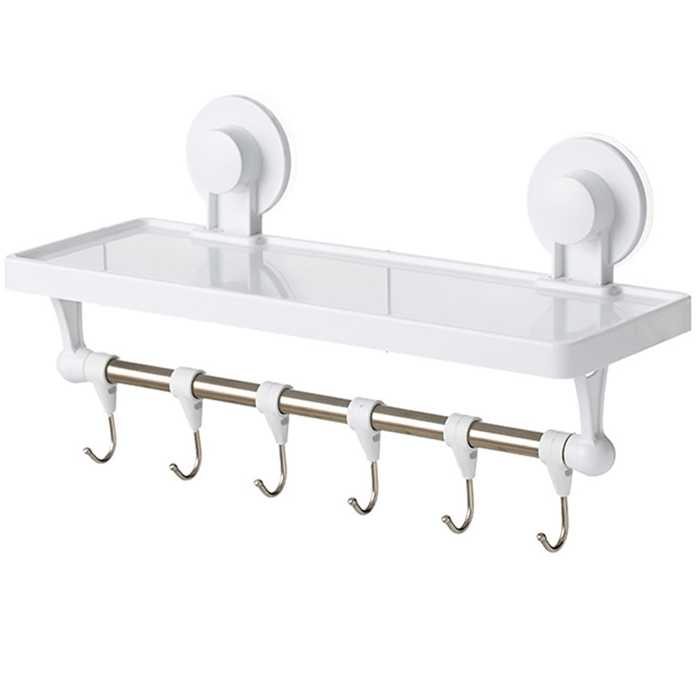 PEACNNG Bathroom Shelf Wall-Mounted Suction Cup Hole-Free Toilet Sink Rack,  Light Gray 