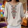 thumbnail image 6 of Boho Embroidered Tops for Women Fashionable Casual Cotton And Linen Tops Shirts And T Shirts Lightweight Breathable Loose Fit Daily Office Summer Wear 2026 by Gbobgt Beige L, 6 of 6