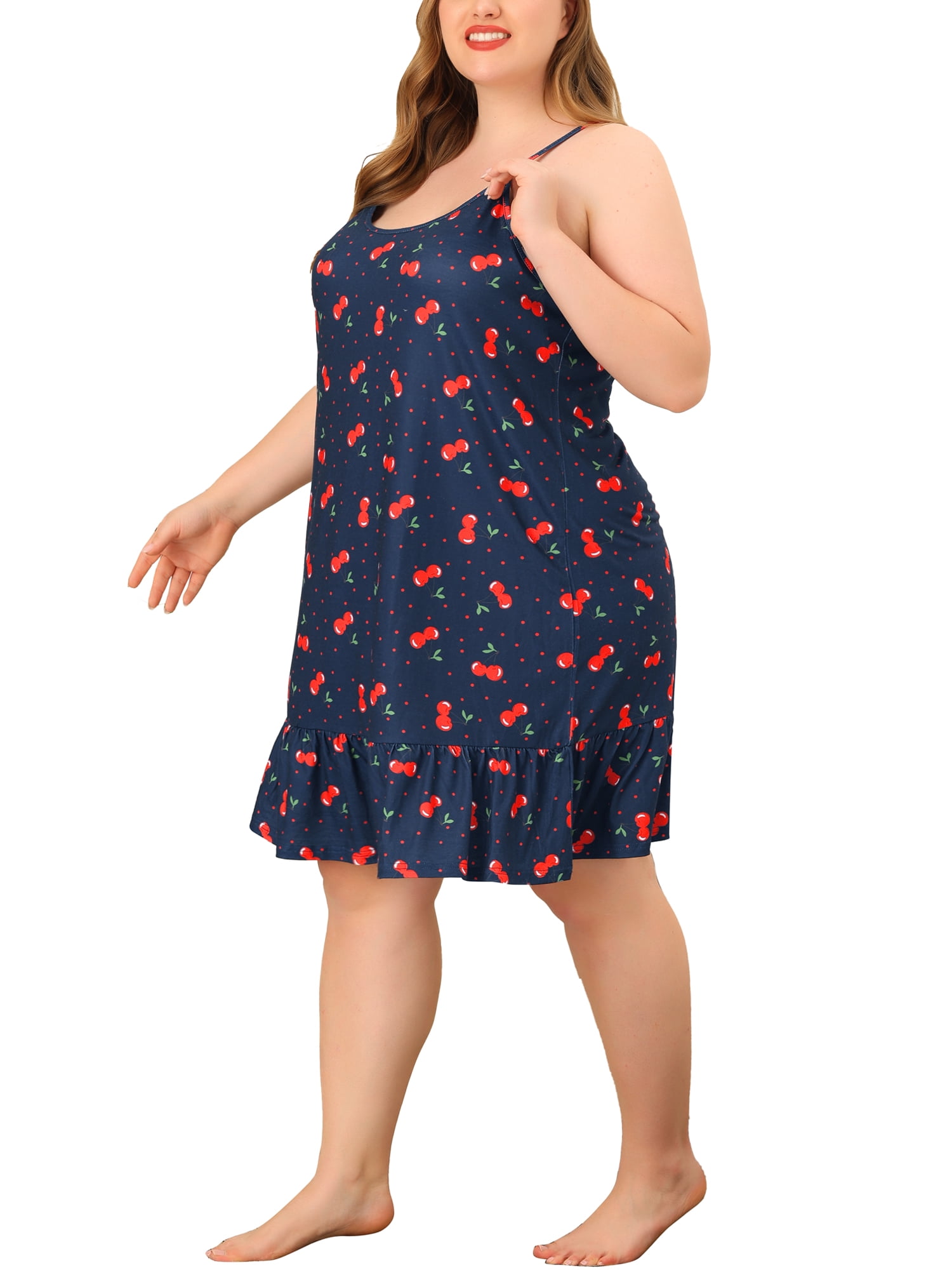 DARING DIVA Women's Plus Size Printed Strap Nightwear 2X Navy