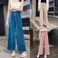 thumbnail image 3 of Pantalones de verano para mujer, pantalones anchos plisados de gasa de seda de hielo, pantalones de papel finos y rectos con cintura alta para mujer, 3 of 6