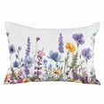 thumbnail image 2 of Spring Floral Standard Size Pillow Cover,Pillowcase Protectors with Zipper,Breathable Decorative Throw Pillow Case Cover,Purple Flowers Colorful Summer Botanical Pillow Shams for Couch Sofa 20x26Inch, 2 of 8