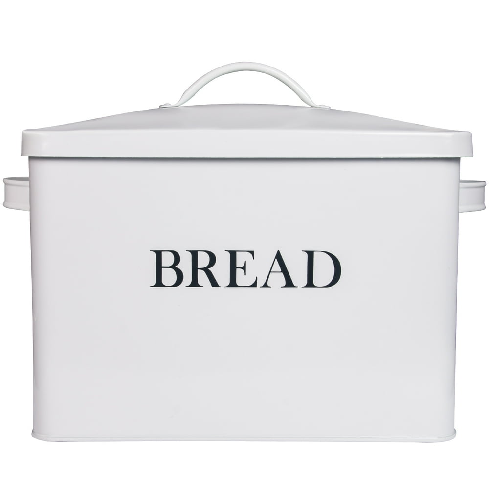 Extra Large White Bread box Vertical Vintage Metal Bread Bin With Lid