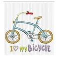 thumbnail image 3 of Ambesonne Cartoon Shower Curtain, Bicycle Love Words, 69"Wx84"L, Multicolor, 3 of 5