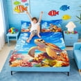 thumbnail image 3 of Manfei Cartoon Sea Turtle Full Size Sheets for Kids Boys and Girls, Colorful Coral Bed Sheets 4 Pieces, 1 Flat Sheet, 1 Fitted Sheet and 2 Pillowcases, 3 of 6