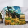thumbnail image 3 of Naloa Green Tractor Field Flannel Fleece Throw Blanket for Bed Couch, Thick Blanket - All Seasons Suitable for Women, Men and Kids-50"x40", 3 of 6