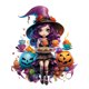 thumbnail image 1 of (E3422) Serie Dibujos Animados Bruja Halloween Llena Diamantes Resina 30*40cm, 1 of 9