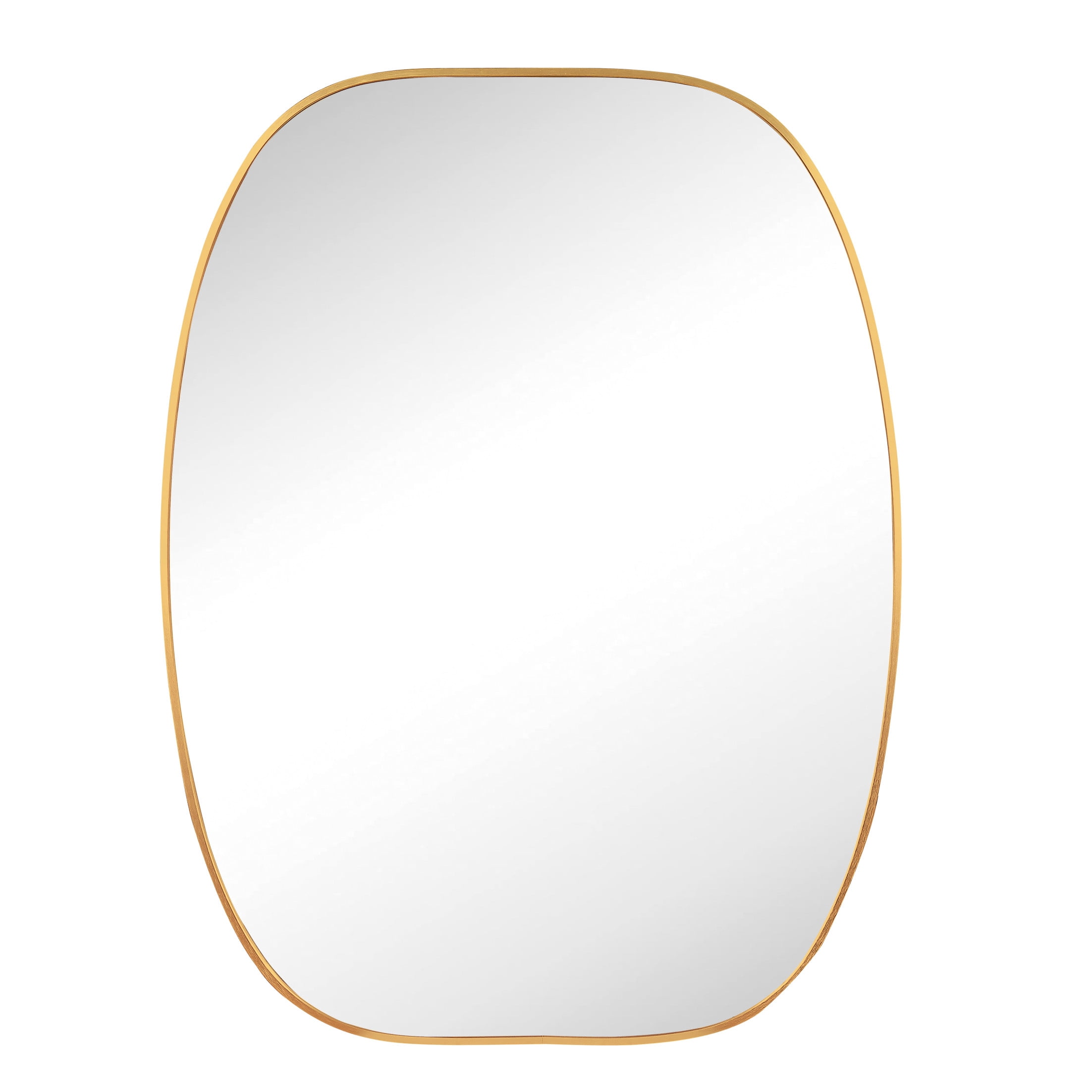 Noble House 30"x40" Unique Metal Framed Oval Wall Mirror, Modern Oblong Vanity Mirror for Bathroom & Entryway, Gold