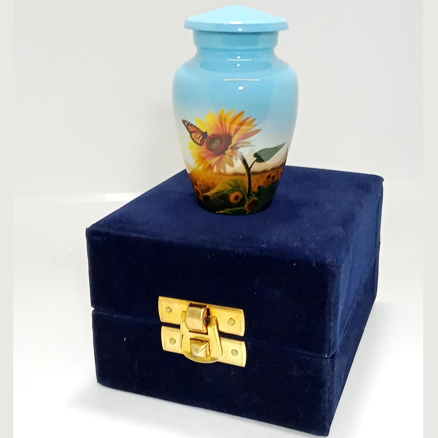 UR Keepsake Urn –Sunflower with Butterfly Keepsake Cremation Urn for Human Ashes with Velvet Box & Velvet Bag-Mini Keepsake Urn - Affordable Keepsake Urn (3 cu.in)