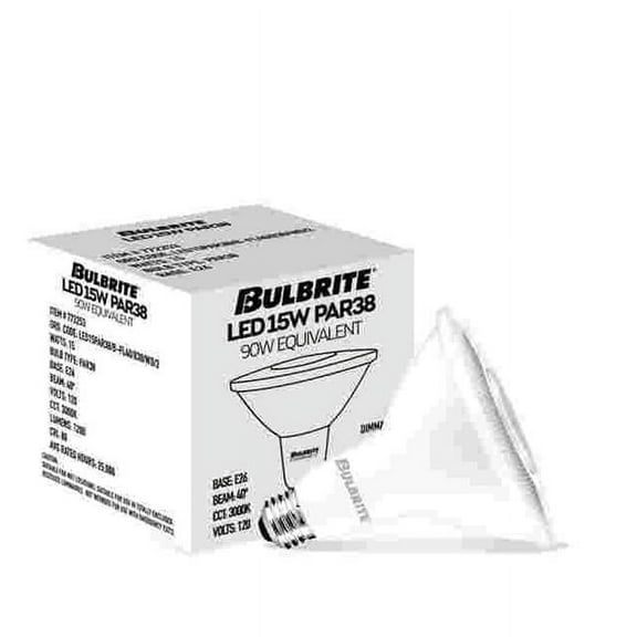 Bulbrite 861746 15W Led PAR38 3000K 80CRI Basics Flood Wet Dimmable Light, Pack of 4