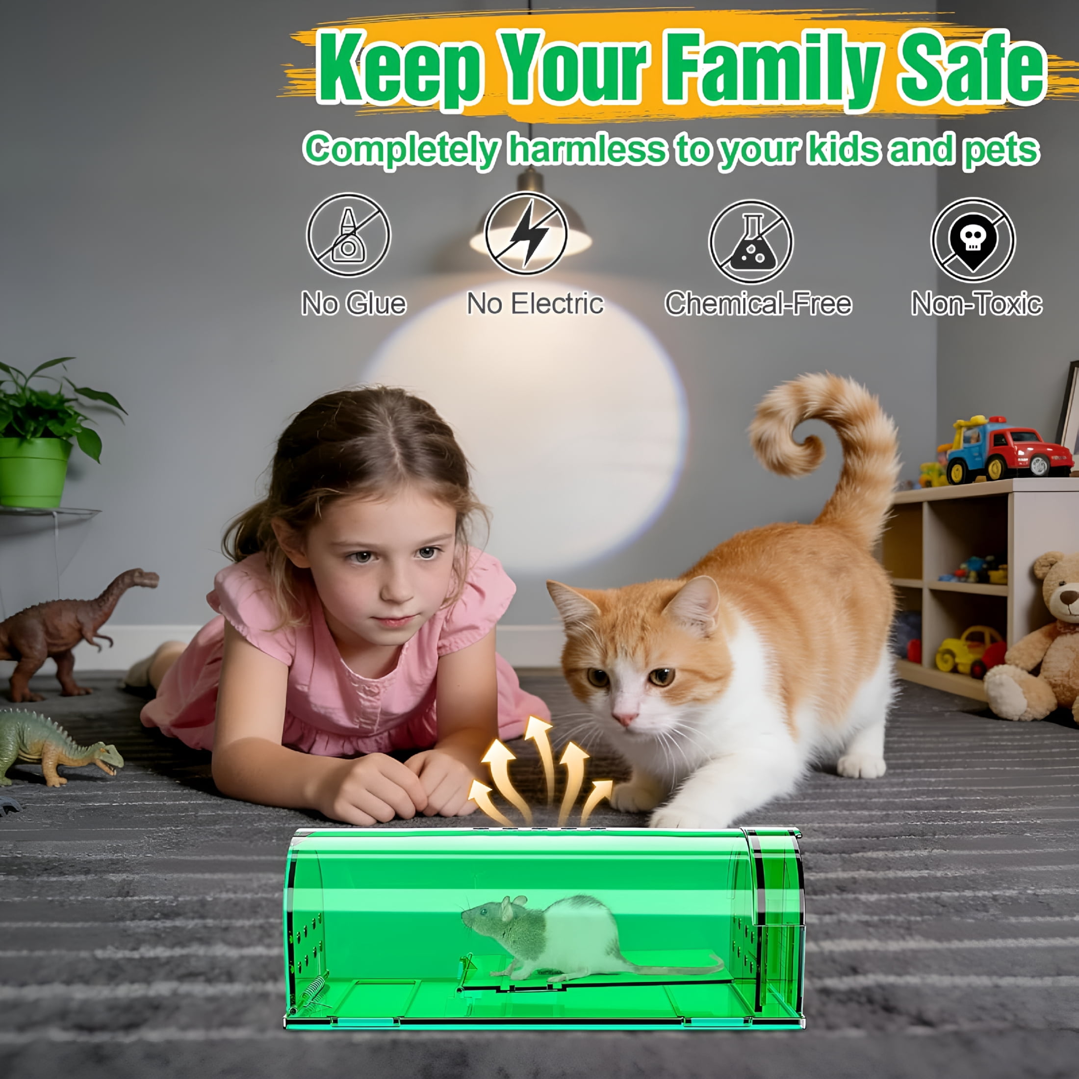 QARUN 4 Pcs Humane Mouse Traps No Kill,Live Mouse Trap,Reusable Mice Trap Catch for House&Outdoors