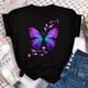 thumbnail image 2 of Camiseta con estampado de pétalos de mariposa para mujer, blusa de manga corta y cuello redondo, camisetas gráficas bonitas, Tops femeninos Clothin, nueva moda, 2 of 5
