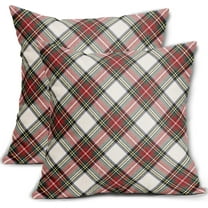 Christmas Plaid Pillow Covers 18x18 Set of 2 Rustic Red Green Blue Xmas Decoration Buffalo Checked Print Decorative Outdoor Pillowcases Farmhouse Holiday Throw Cushion Case Decor for Couch Sofa Bed