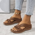 thumbnail image 4 of Ruyang Womens Wedge Sandals Leather: Dressy Sandal, Rubber Sole, Comfortable Walking, Casual Slip on Summer Shoes, Size 6-9.5, 4 of 6
