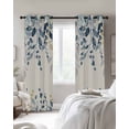 thumbnail image 4 of Navy Blue Eucalyptus Blackout Curtains for Bedroom Living Room Darkening Curtains 54 Inch Long Farmhouse Weeping Leaves Linen Short Curtain for Small Window Treatment Grommet Drapes 52"x54"x2, 4 of 9