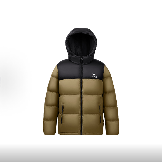 Chaqueta de plumón CAMEL 600+ Fill Power con capucha, unisex, talla M