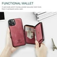 thumbnail image 3 of for iPhone 14 Plus Wallet Case, Minimalist Luxury PU Leather Magnetic Detachable Credit Card Holder, 2 in 1 Zipper ID Cash Slot, Magnetic Closure Kickstand Folio Flip Slim Cover,Red, 3 of 8