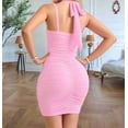 thumbnail image 6 of Women'S Bodycon Corset Mini Dresses Ruched Sleeveless Club Party Short Dress Pink S, 6 of 9