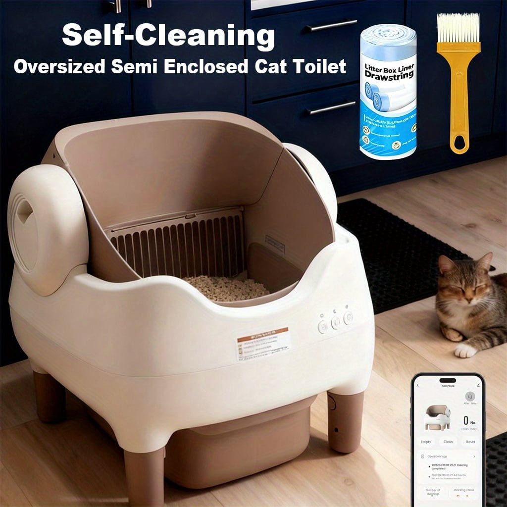 Extra Large Self-Cleaning Cat Litter Box, App-Controlled Automatic Cleaner with 3.43gal Big Capacity, 2.4G Wifi Automatic Cat Litter Box with Odor Removal, 14-Day Hands Free Scoopless Care, Automatic