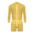 thumbnail image 2 of xiaxaixu Men's Summer 2 Piece Outfits Long Sleeve Hollow Out Button Down Shirt + Shorts Set Tropical Suits, 2 of 7