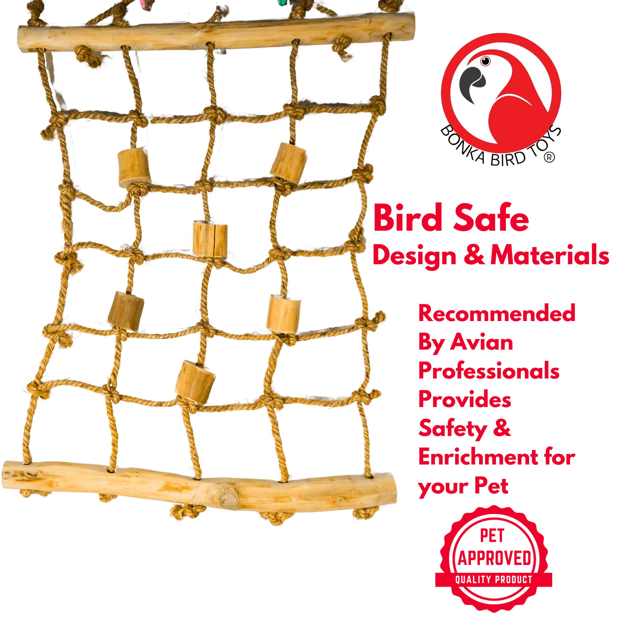 Bonka Bird Toys 2656 Large Hemp Java Cargo Net Rope Ladder Play Gym Parrot Toy