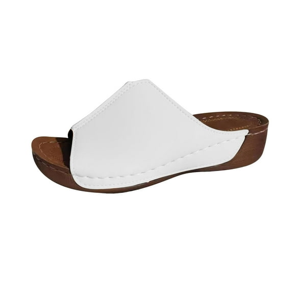 Nrmvnmi Women's Slippers Open Toe Plus-Size Platform Wedge with A Line Wearing Beach Slippers Summer Comfortable Shoe White Mothers Day Gifts