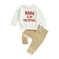 thumbnail image 2 of Elippeo Valentine´s Day Boys 2pcs Outfits 6M 12M 18M 24M 3Y Letter Print Toddler Long Sleeve Sweatshirt and Elastic Casual Pants Suit, 2 of 9