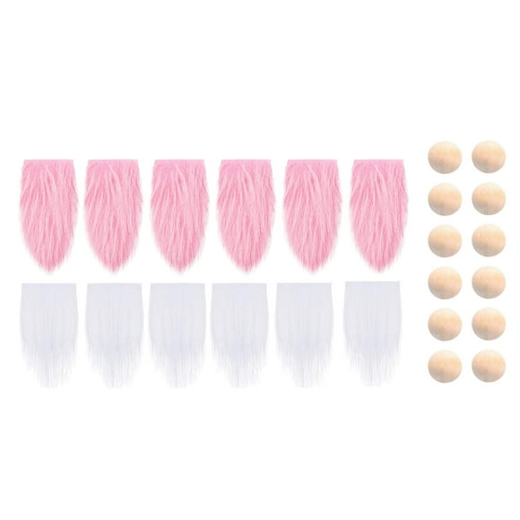 Precut Faux Fabric Gnome Beard, Costume Craft Supplies Clothing Dwarf DIY Toy, Cosplay Dolls Wood Balls for Holiday Christmas Decoration Pink White