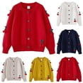 thumbnail image 4 of Odeerbi Kids Girls Cherry Cardigan Sweater Cotton Knit Sweater Cardigan Crocheted Knitted Cardigan Round Neck Children's Sweater Red, 4 of 4