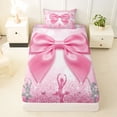 thumbnail image 3 of Erosebridal Pink Cute Bowknot Kids Twin Sheet Sets,Ballet Girls Silhouette Bedding 3-Piece, 3 of 6