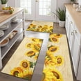 thumbnail image 2 of Beige Sunflower Handwriting Pattern Kitchen Rugs Sets Of 3,Kitchen Runner Rugs Non Skid Washable,Decorative Kitchen Floor Mats for Kitchen,Sink,Laundry,17"x30"+ 17"x47" + 17"x59", 2 of 6