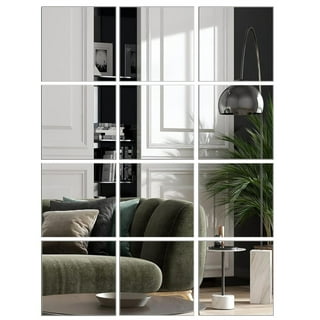 4x Flexible Mirror Wall Stickers, Acrylic Mirror Sheets Non Glass Full Body  Mirror Mirror Tiles for Bedroom Living Room Sofa Gym Background 20cmx20cm