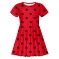 thumbnail image 5 of Robe Fille Enfant Été à Pois Imprimé Slim Douce Respirante Manches Courtes Décontractée Robe Enfants Rouge 8 Ans-9 Ans, 5 of 5