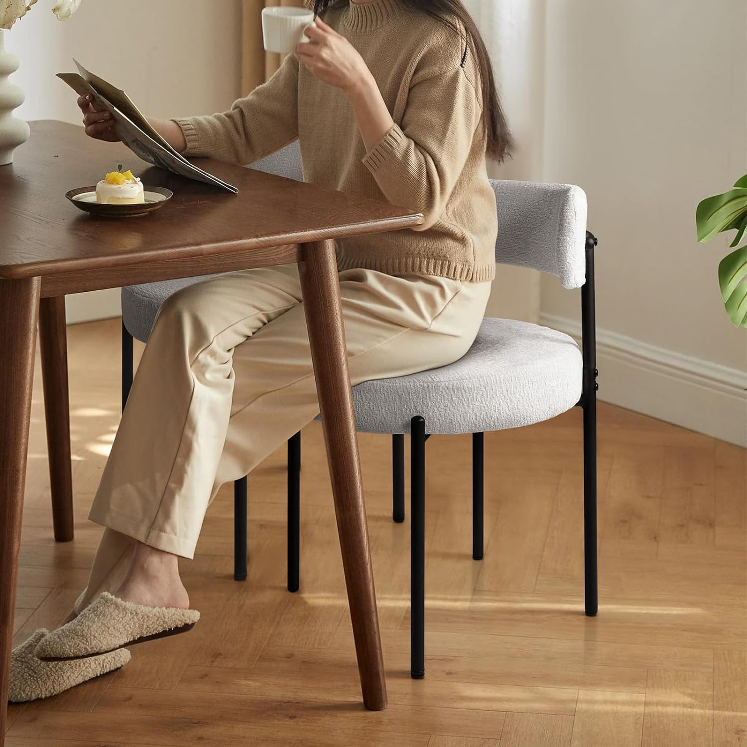 Vitesse Fabric Dining Side Chairs, White (Set of 4)