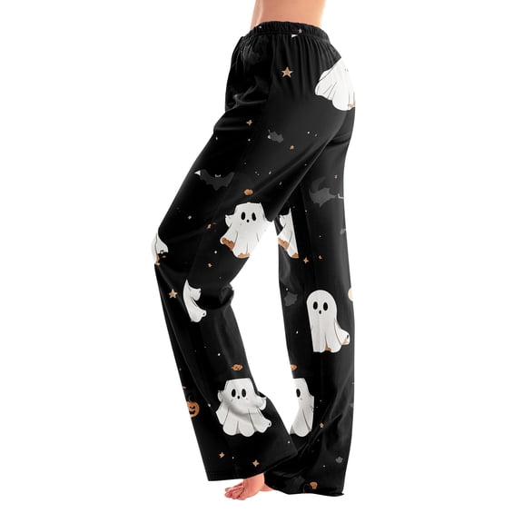 Bexdxz Halloween Pajama Pants Women Cute Funny Pumpkin Print Pajamas Casual Elastic Waist Pants Fall Pajamas Black#1 M