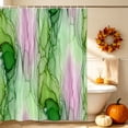 thumbnail image 3 of Green Pink Marble Shower Curtain, Waterproof Shower Curtains for Bathroom, Modern Abstract Luxury Ombre Fluid Art Washable Fabric Bathtub Curtain Set Bath Decor with 12 Hooks Standard 72"x72", 3 of 8