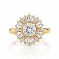 thumbnail image 4 of Jewelerix Brilliant Round Cut Engagement Ring 10K Yellow Gold Vermeil Halo Baguette Wedding Accent Moissanite Elegant Bridal Jewelry, 4 of 6