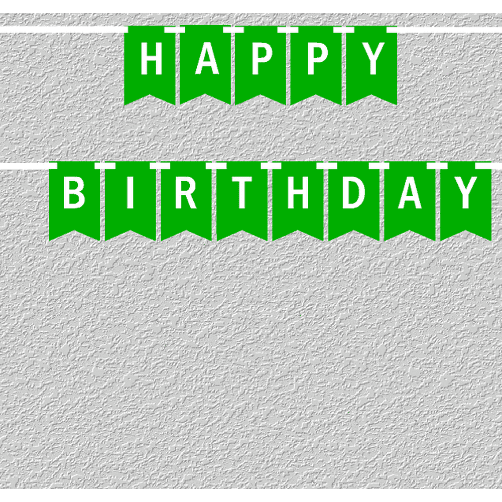 Green and White Happy Birthday Bunting Letter Banner - Walmart.com ...