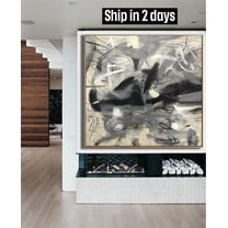 40x40" Extra Large Wall Art Grey Wall Art Beige Painting Acrylic Paintings On Canvas