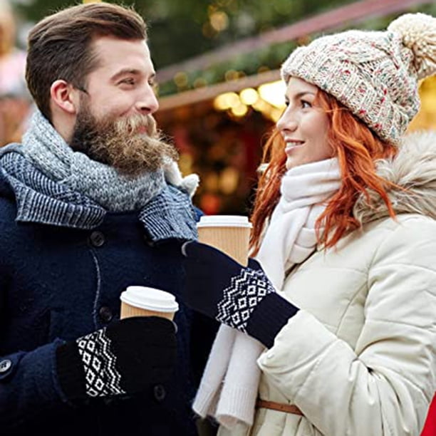 D'hiver En Maille Jacquard Pour Femmes, Tricotés Et Velours épais, Tricotés Gant