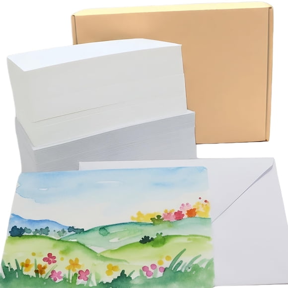 Set de Papel para Acuarela FLOZIVON 300gsm 50 Hojas con Sobres