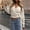 Beige, variant on Cardigan Sweaters For Women V Neck Wrap Knit Long Sleeve Sweater Cropped Top With Side Tie Casual Outerwear